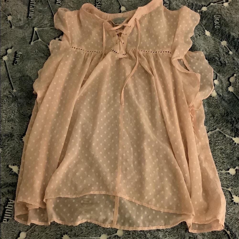 Sheer light pink polka dot top